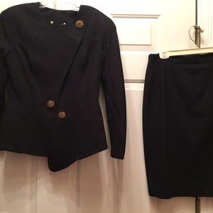 HIGH QUALITY 4 LESS! 2pcs Designer Skirt Suit 100% Wool Crepe Fox Designer Store